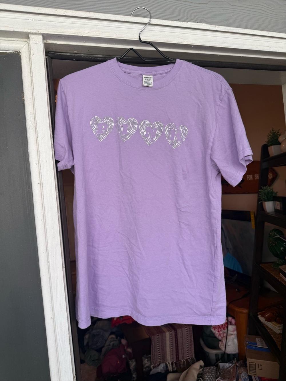 PINK Victoria's Secret Lavender Rhinestone Heart Tee